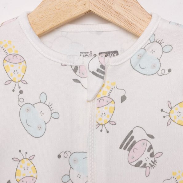 Newborn Girl's Footed Jumpsuit Interlock Cream